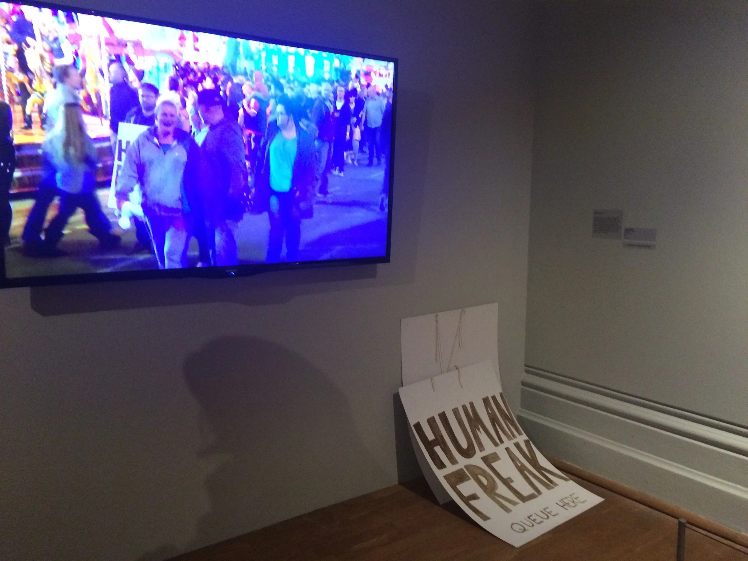 Human Freak Queue Here, 2014 Simon Raven, Jim Brouwer, HD video